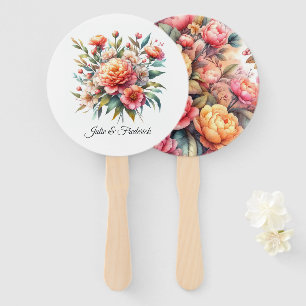 Éventail Mariage Floral Fuzz pêche