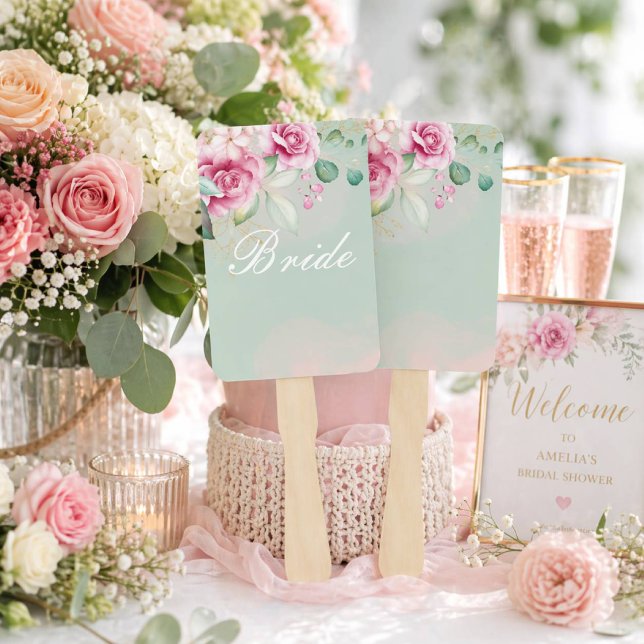 Éventail Mariage floral rose  (Créateur téléchargé)