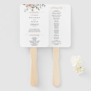 Éventail Mariage Floral Rose Poussiéreux Classique 