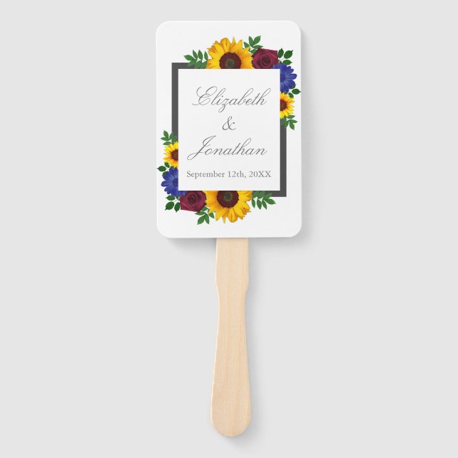 Éventail Mariage Floral Rose Tournesol (Devant)