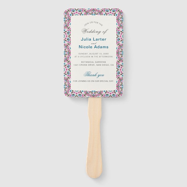 Éventail Mariage géométrique en treillis marocain (Devant)