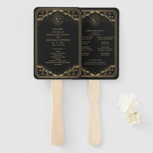 Éventail Mariage Gold Sun et Moon Tarot