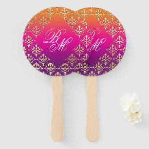 Éventail Mariage indien rose violet orange 