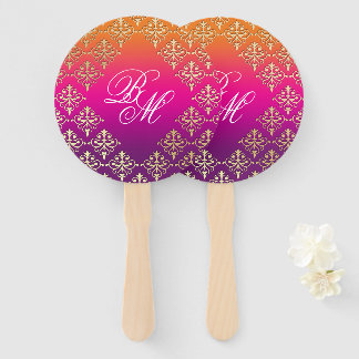 Éventail Mariage indien rose violet orange