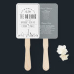 Éventail Mariage Las Vegas | Ventilateur main du programme<br><div class="desc">Un ensemble unique d'éventails de mains/programmes de mariage décorés sur le thème de la skyline et spécialement adaptés à votre futur mariage dans la belle ville de Las Vegas, Nevada. Ils comportent un message d'accueil à l'avant et les détails uniques de votre mariage à l'envers. L'envers présente une nuance douce...</div>