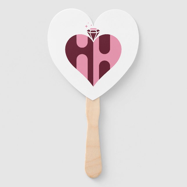 Éventail Mariage Luxueux Romantique HH Monogramme (Devant)