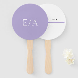Éventail Mariage Minimaliste Monogramme Numérique Lavande V