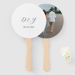 Éventail Mariage Moderne Minimaliste Noir et Blanc