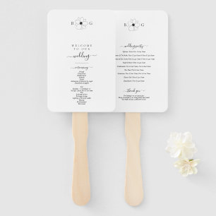Éventail Mariage Monogramme minimaliste Fleur sauvage tiré 