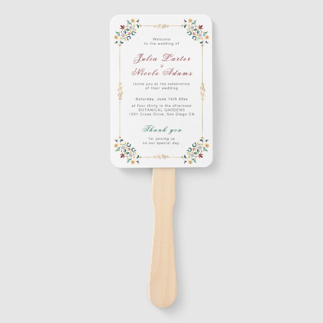 Éventail Mariage Motif classique complexe de géométrie vint (Devant)