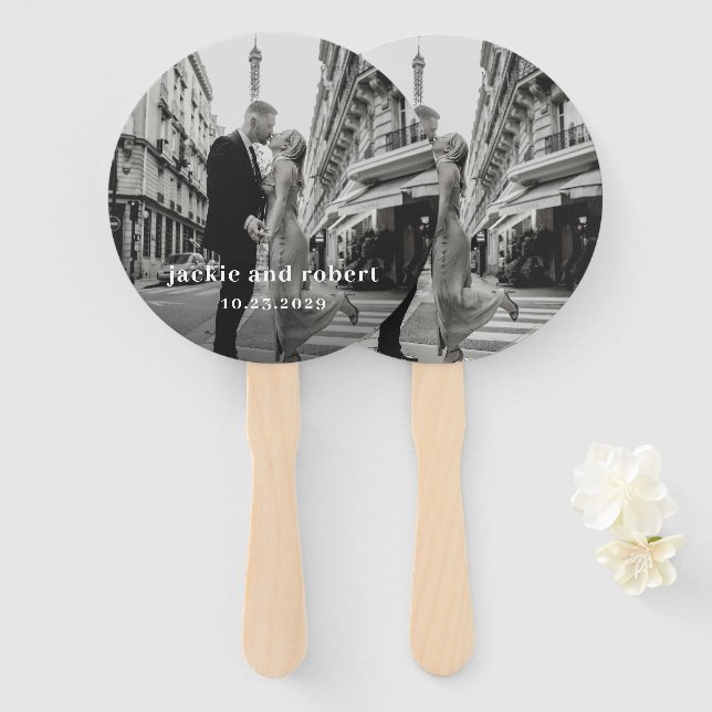 Éventail Mariage photo moderne minimaliste (Devant et derrière)