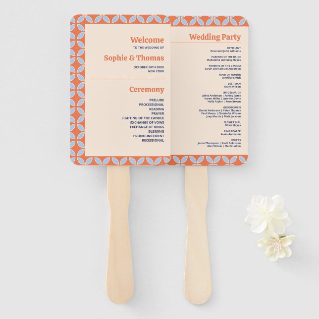 Éventail Mariage rétro du milieu du siècle (Devant et derrière)