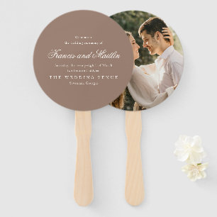 Éventail Mariage Romantique Brun Élégant