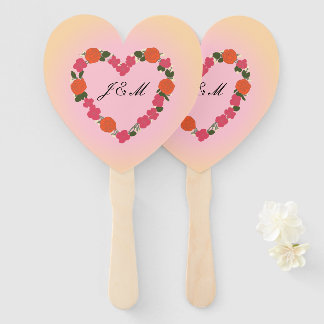 Éventail Mariage rose et orange Lot 10