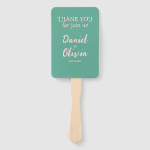 Éventail Mariage rose et vert ondulé