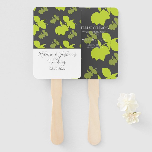 Éventail Mariage Silhouette Citron Vert (Devant et derrière)