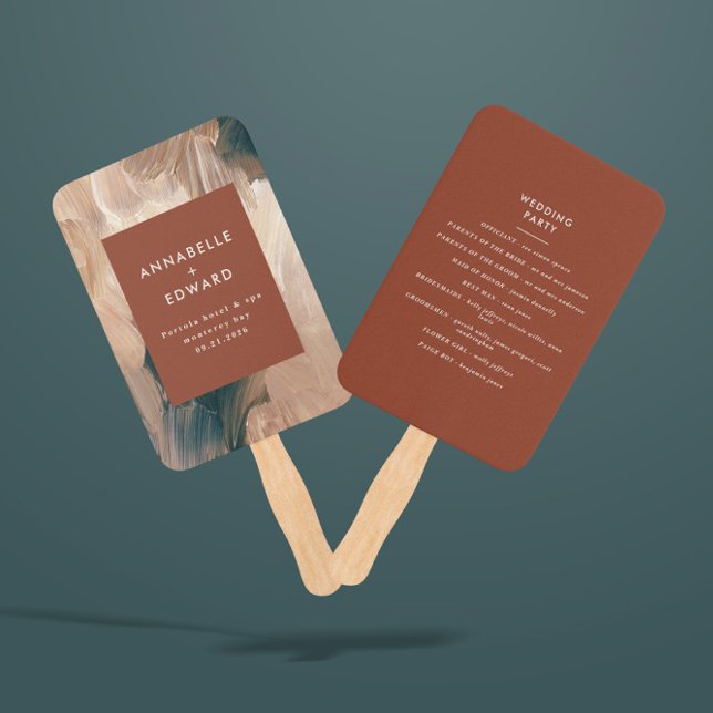 Éventail Mariage turquoise bohème moderne, peint en terre c (Créateur téléchargé)