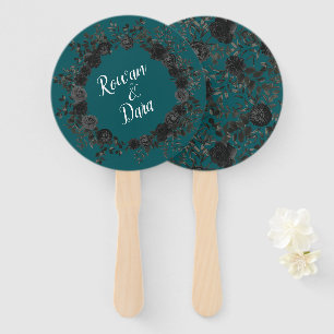 Éventail Mariage Turquoise Rose noir