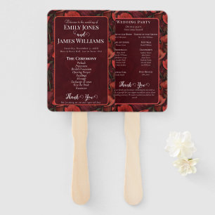 Éventail Mariage Vintage Fleur de Lys Callas Rouge Coloré