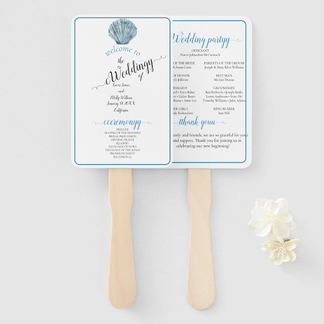 Éventail Mariage vintage Turquoise bleu simple (Devant et derrière)