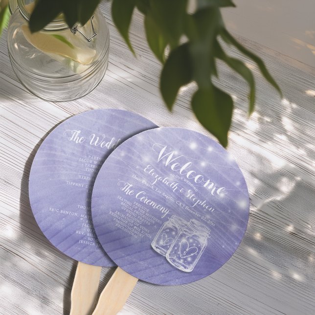 Éventail Mason Jars Éclairage à cordes Programme de mariage (Créateur téléchargé)