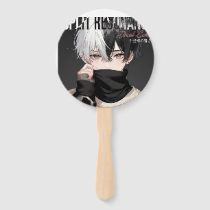 Éventail Masque de garçon anime esthétique - Accessoire de