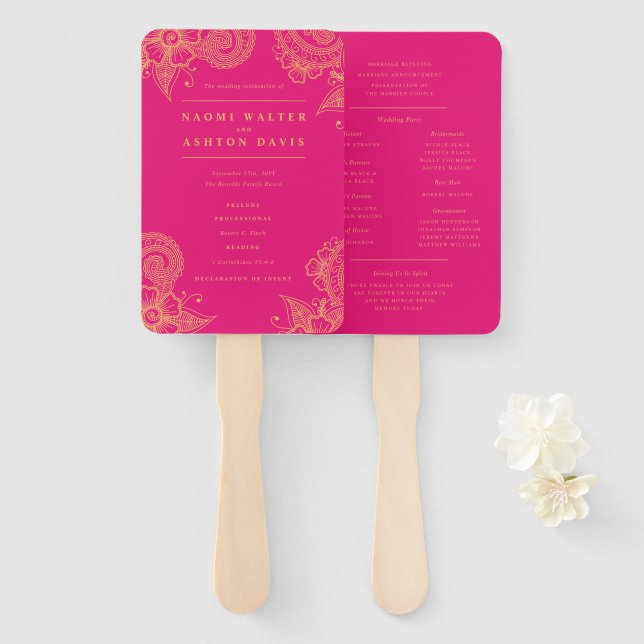 Éventail Mehndi Programme de mariage henné Ventilateur à la (Devant et derrière)