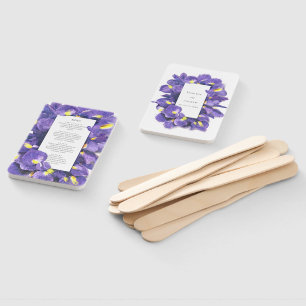 Éventail Menu de mariage aquarelle aux iris violets épousto