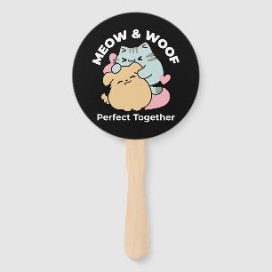 Éventail Meow & Woof Perfect Together - Cute Cat and Dog