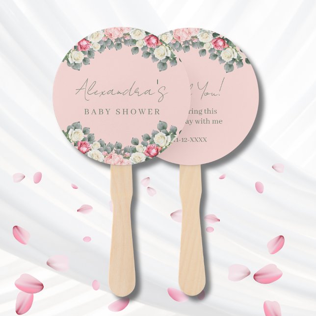 Éventail Merci de Baby shower Rose rose vif (Créateur téléchargé)