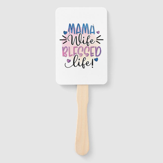 Éventail Mère Cadeau Mama Femme Bienheureuse Vie (Devant)