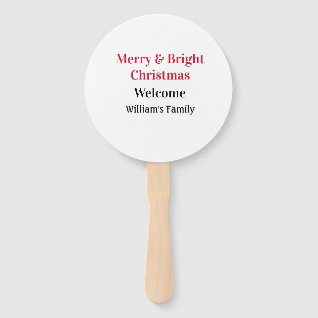 Éventail Merry Bright Christmas ajouter nom de famille bien (Devant)