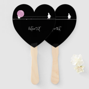 Éventail Mignonne Bubblegum Birds sur un fil noir