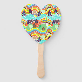 Éventail Mignonne forêt colorée motifs tissu adulte visage 