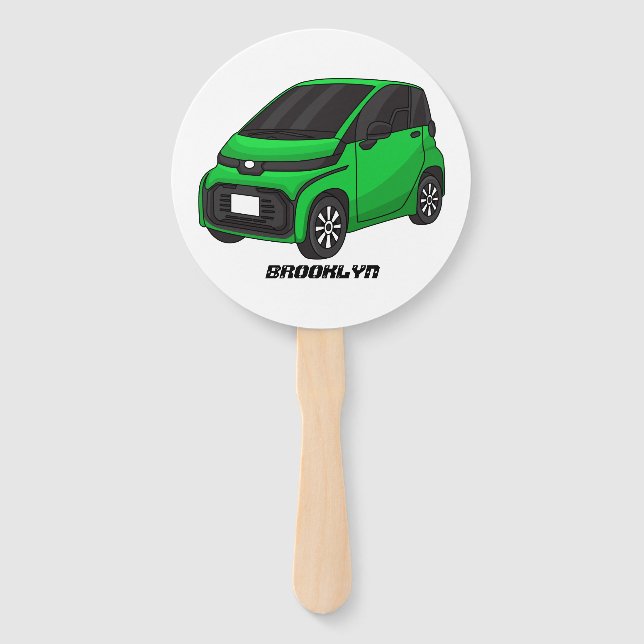 Éventail Mignonne micro-voiture verte (Devant)