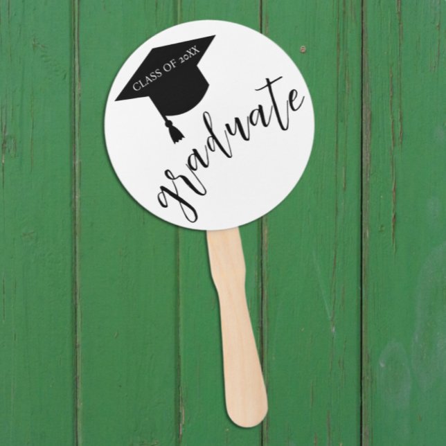 Éventail Minimalist Grad Cap Black & White Graduation (Créateur téléchargé)