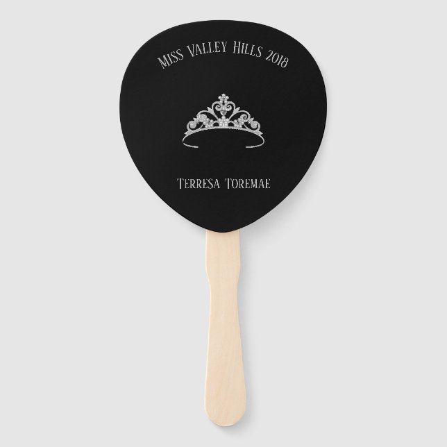 Éventail Miss America Rodeo Argent Crown Tiara Paddle Fan (Devant)