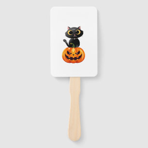 Éventail Modèle de chat noir Halloween � Art de citrouille