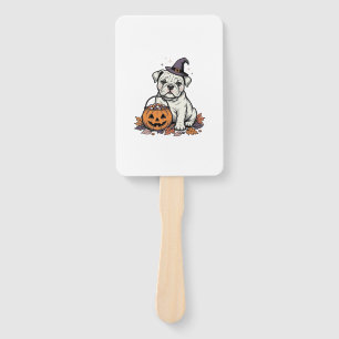 Éventail Modèle de citrouille de bouledogue d'Halloween gra