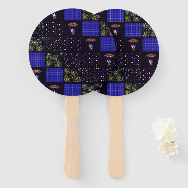 Éventail Modèle patchwork du 4 juillet - 4 juillet (Devant et derrière)
