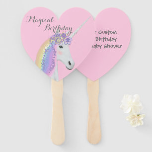 Éventail Modèle rose de fête d'anniversaire de licorne