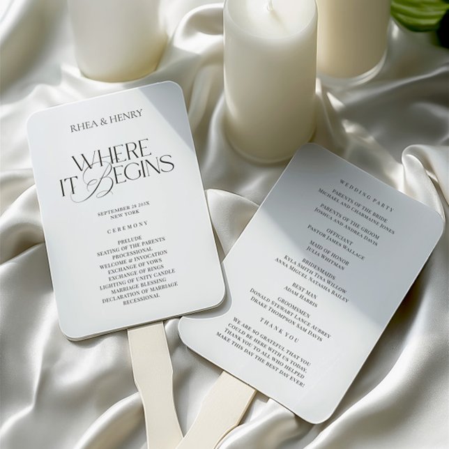 Éventail Modern Classic Wedding Ceremony Program  (Modern Classic Wedding Ceremony Program Hand Fan)
