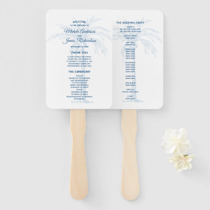 Éventail Moderne Blue Palm Tropical Beach Wedding Programme