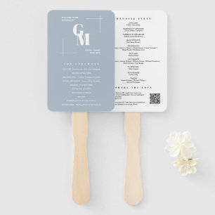 Éventail Moderne Chic Dusty Blue Minimal Wedding Programme