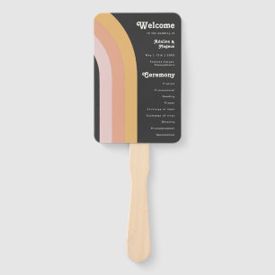 Éventail Moderne Retro 70's Rainbow Dark Wedding Programme