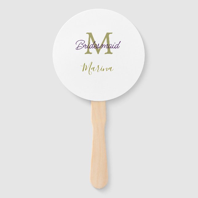Éventail Monogramme de tribu de mariée simple en or pour la (Devant)