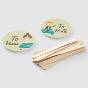 Éventail Monogramme. Jeunes mariés. Pour avoir et pour teni