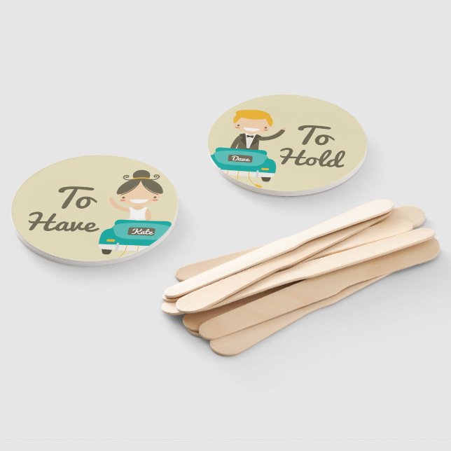 Éventail Monogramme. Jeunes mariés. Pour avoir et pour teni (Non-assemblé)