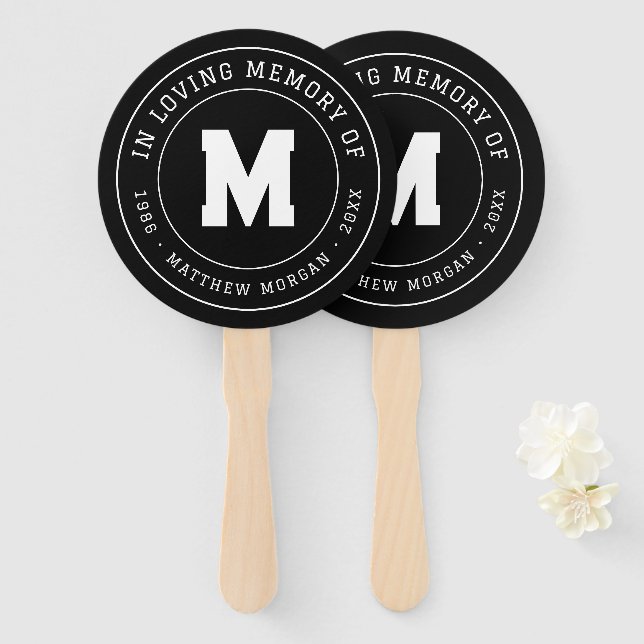 Éventail Monogramme Mémorial En Mémoire Affectueuse (Devant et derrière)