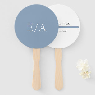 Éventail Monogramme minimal Mariage bleu foncé simple